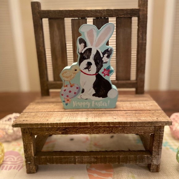 Easter Bunny French Bulldog & Chick Decor Sign, Easter Frenchie Decor Sign - Picture 3 of 16